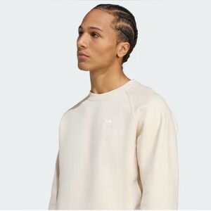 adidas men trefoil essentials crew sweatshirt, wonder white/white, Sz. L NEW